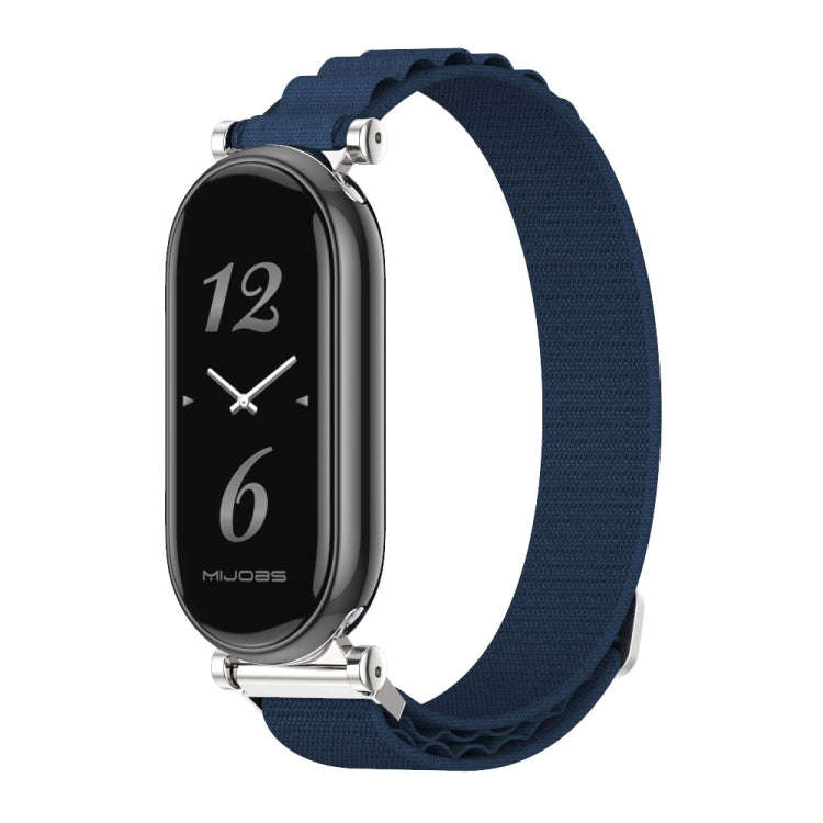 For Xiaomi Mi Band 8 / 9 / 9 NFC Mijobs GT4 Nylon Breathable Watch Band(Midnight Blue Silver)