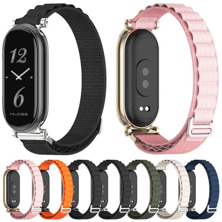 For Xiaomi Mi Band 8 / 9 / 9 NFC Mijobs GT4 Nylon Breathable Watch Band(Black Silver)
