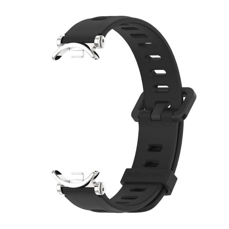 For Xiaomi Smart Band 10 / 9 / 8 Mijobs GT4 Flat Hole Silicone Watch Band(Black Silver)