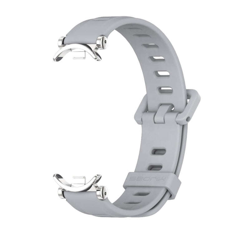 For Xiaomi Mi Band 8 / 9 / 9 NFC Mijobs GT4 Flat Hole Silicone Watch Band(Grey Silver)