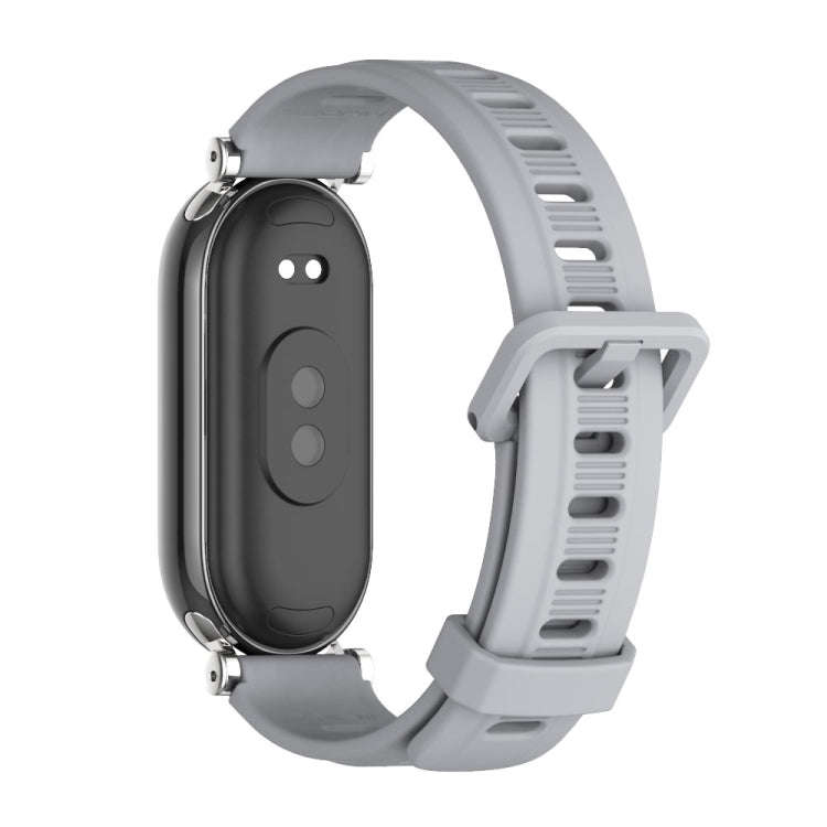 For Xiaomi Mi Band 8 / 9 / 9 NFC Mijobs GT4 Flat Hole Silicone Watch Band(Grey Silver)