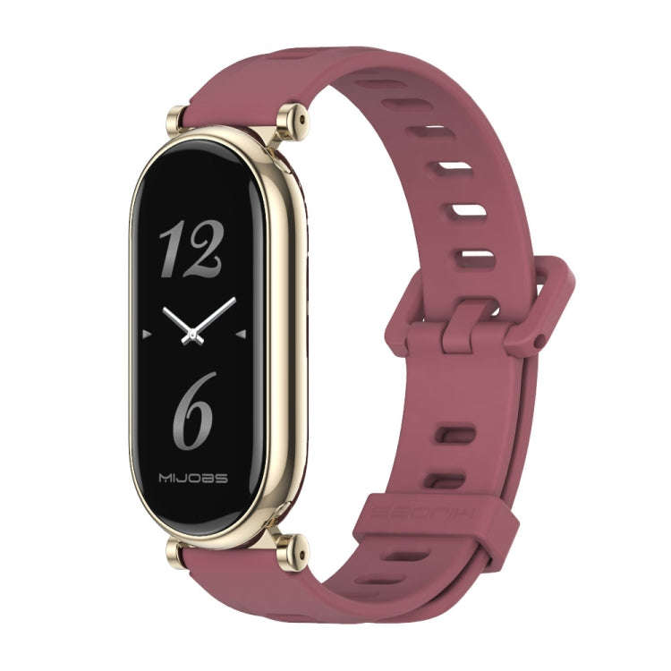 For Xiaomi Mi Band 8 / 9 / 9 NFC Mijobs GT4 Flat Hole Silicone Watch Band(Wine Red Light Gold)