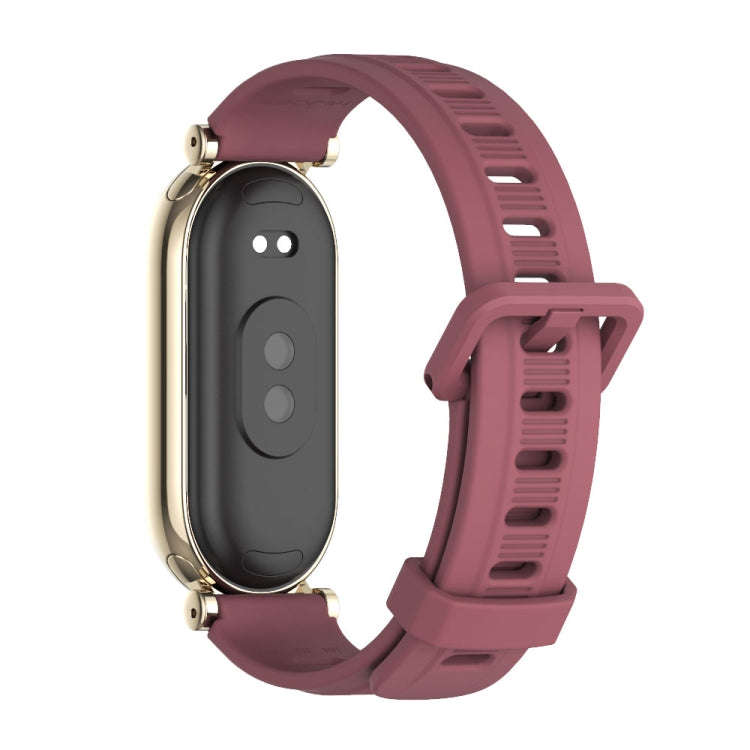 For Xiaomi Mi Band 8 / 9 / 9 NFC Mijobs GT4 Flat Hole Silicone Watch Band(Wine Red Light Gold)