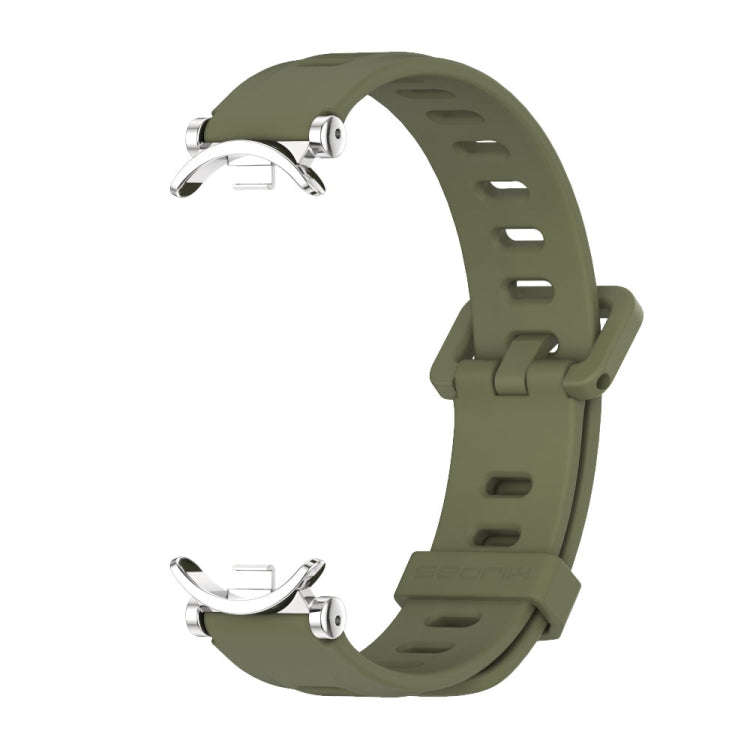 For Xiaomi Mi Band 8 / 9 / 9 NFC Mijobs GT4 Flat Hole Silicone Watch Band(Army Green Silver)