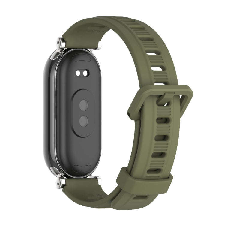 For Xiaomi Mi Band 8 / 9 / 9 NFC Mijobs GT4 Flat Hole Silicone Watch Band(Army Green Silver)