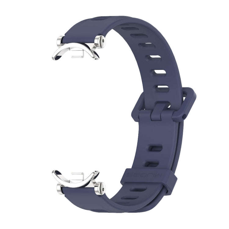 For Xiaomi Mi Band 8 / 9 / 9 NFC Mijobs GT4 Flat Hole Silicone Watch Band(Midnight Blue Silver)