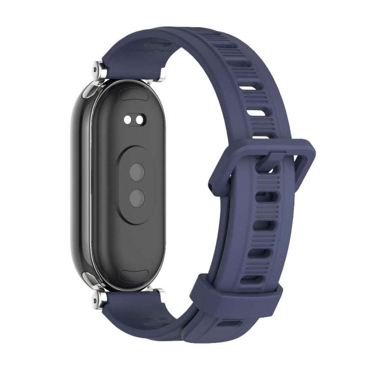 For Xiaomi Mi Band 8 / 9 / 9 NFC Mijobs GT4 Flat Hole Silicone Watch Band(Midnight Blue Silver)