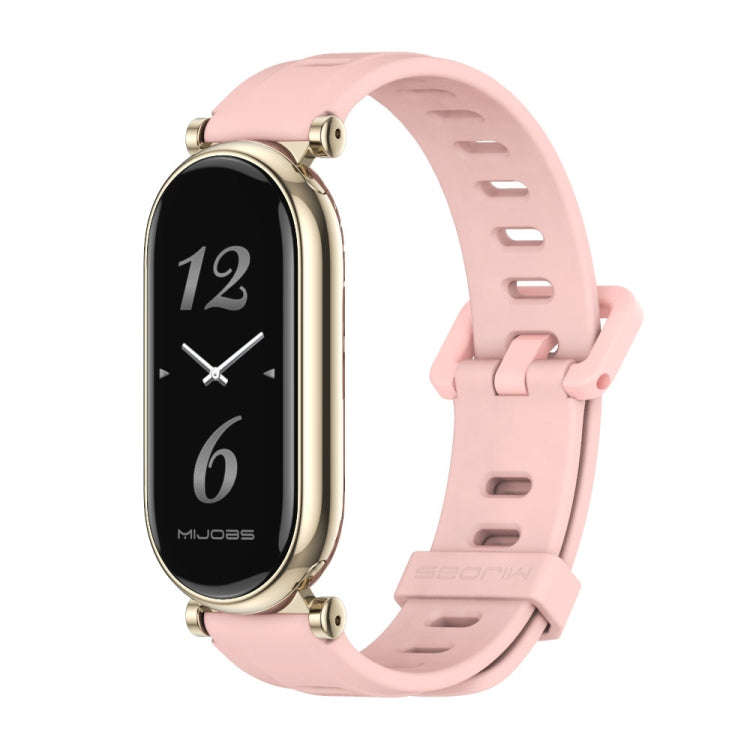 For Xiaomi Mi Band 8 / 9 / 9 NFC Mijobs GT4 Flat Hole Silicone Watch Band(Pink Light Gold)