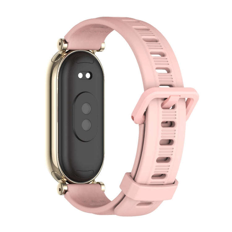 For Xiaomi Mi Band 8 / 9 / 9 NFC Mijobs GT4 Flat Hole Silicone Watch Band(Pink Light Gold)