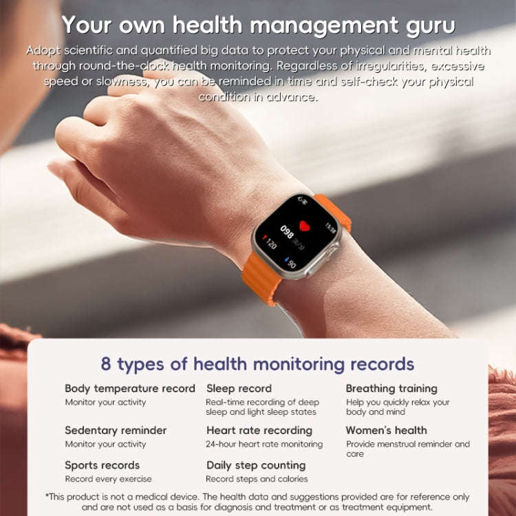ZGA W04 2.03 inch Screen Seconds Hand BT Call Smart Watch, Support Health Monitor / AI Voice Assi...