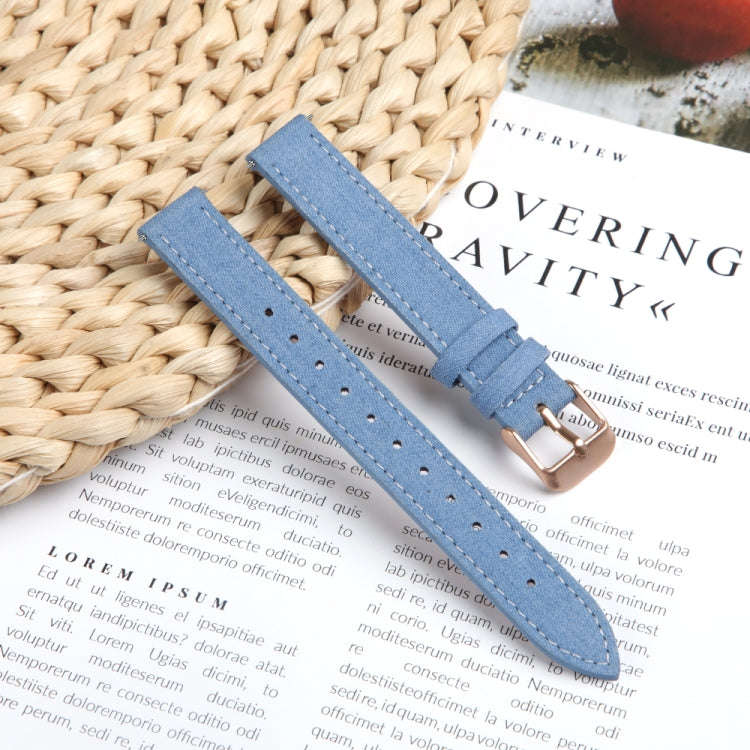 For Garmin Lily 2 14mm Linen Fabric Leather Watch Band(Light Blue)