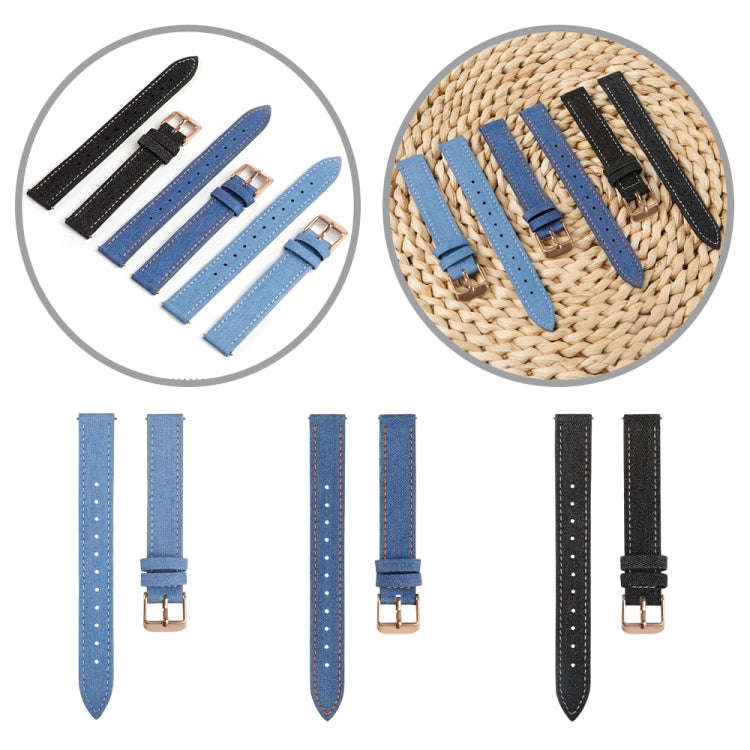 For Garmin Lily 2 14mm Linen Fabric Leather Watch Band(Light Blue)