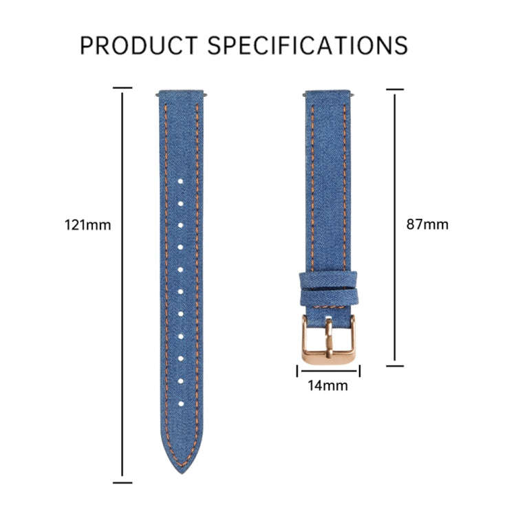 For Garmin Lily 2 14mm Linen Fabric Leather Watch Band(Light Blue)