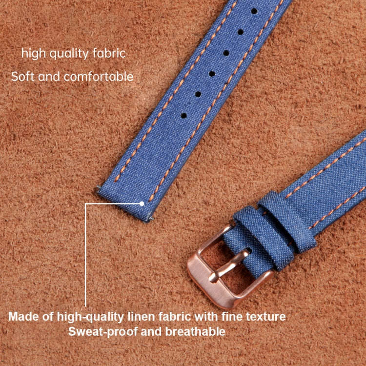 For Garmin Lily 2 14mm Linen Fabric Leather Watch Band(Light Blue)