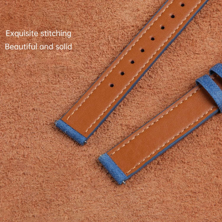 For Garmin Lily 2 14mm Linen Fabric Leather Watch Band(Light Blue)