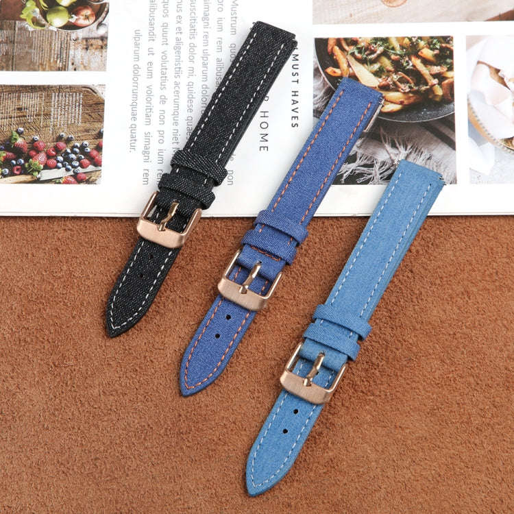 For Garmin Lily 2 14mm Linen Fabric Leather Watch Band(Light Blue)