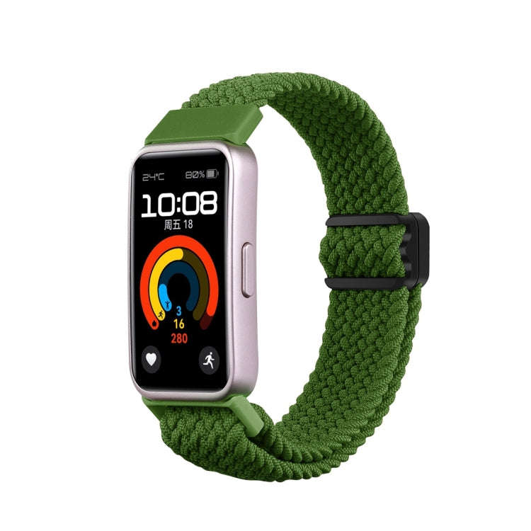 For Huawei Band 9 / 8 Magnetic Buckle Nylon Braid Watch Band(Green)