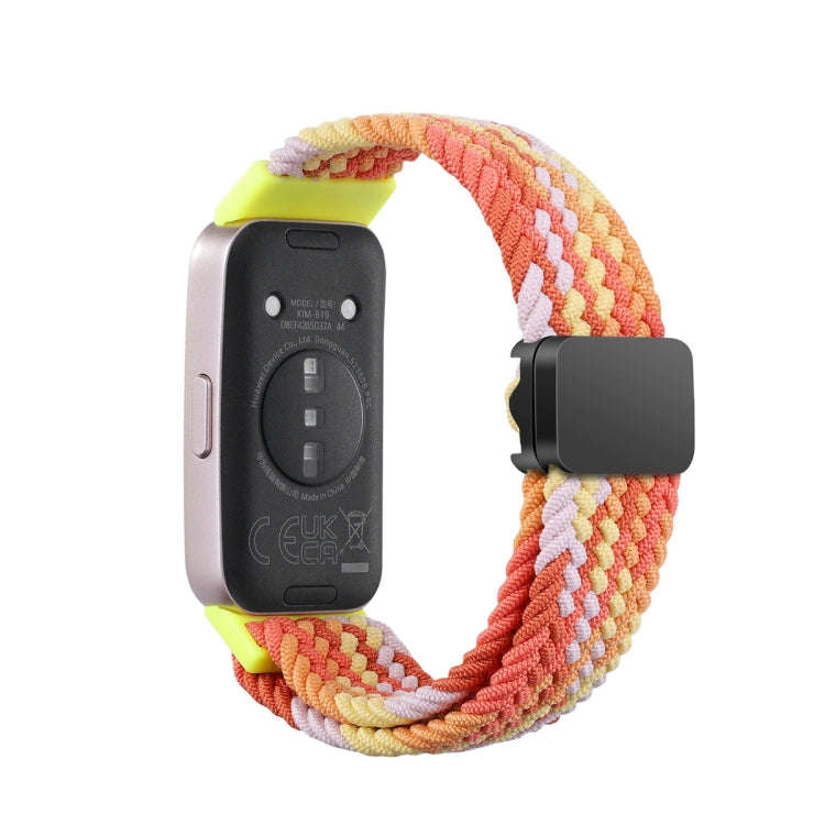 For Huawei Band 9 / 8 Magnetic Buckle Nylon Braid Watch Band(Bright Orange)