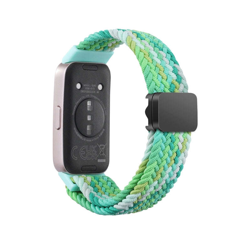For Huawei Band 9 / 8 Magnetic Buckle Nylon Braid Watch Band(Bright Green)