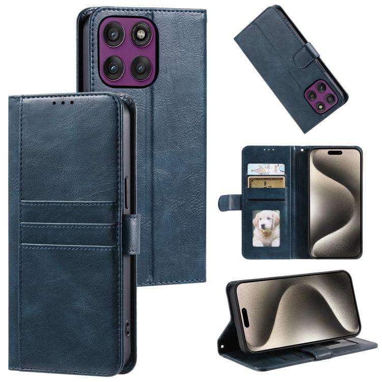 For Motorola Edge 60 Pro Simple 6-Card Wallet Leather Phone Case(Navy Blue)