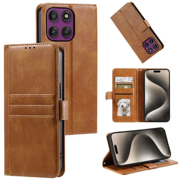 For Motorola Edge 60 Pro Simple 6-Card Wallet Leather Phone Case(Brown)