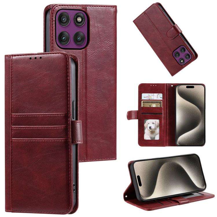 For Motorola Edge 60 Pro Simple 6-Card Wallet Leather Phone Case(Wine Red)