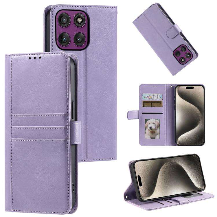 For Motorola Edge 60 Pro Simple 6-Card Wallet Leather Phone Case(Purple)