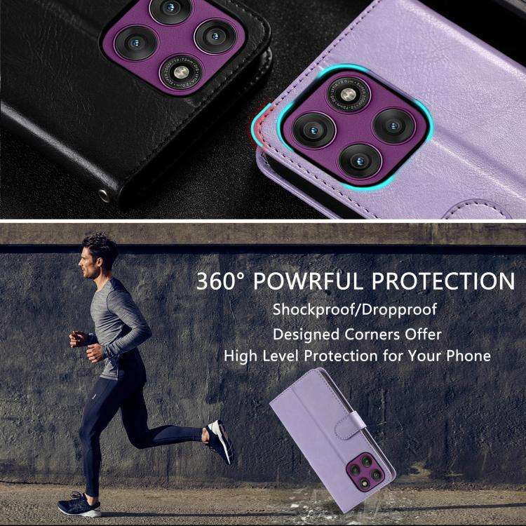 For Motorola Edge 60 Pro Simple 6-Card Wallet Leather Phone Case(Purple)