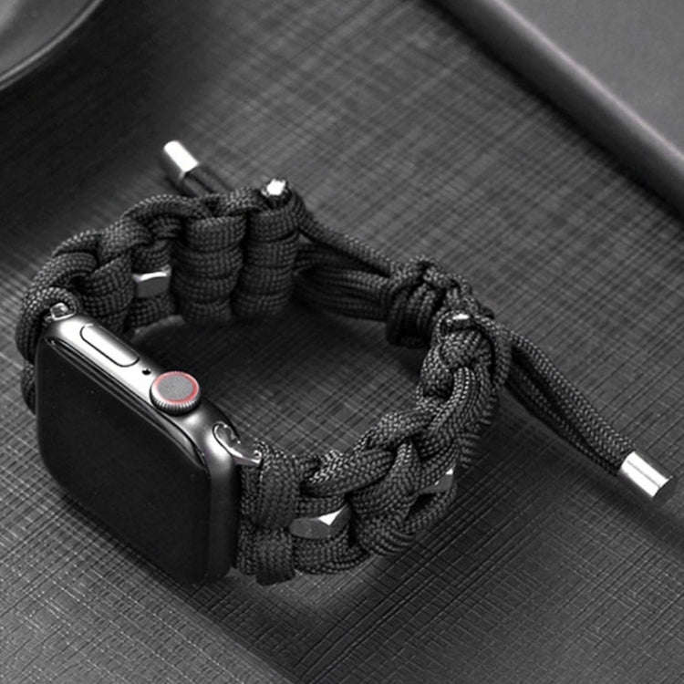For Apple Watch Ultra 2 49mm Screw Nut Braided Paracord Watch Band(Black)
