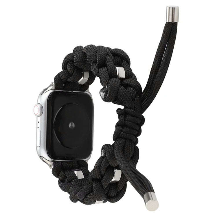 For Apple Watch Ultra 2 49mm Screw Nut Braided Paracord Watch Band(Black)