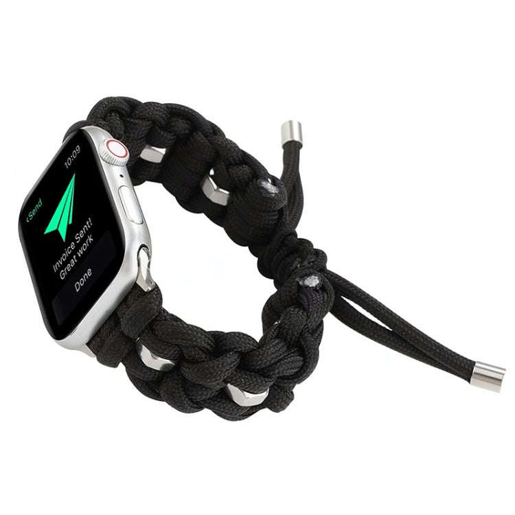 For Apple Watch Ultra 2 49mm Screw Nut Braided Paracord Watch Band(Black)