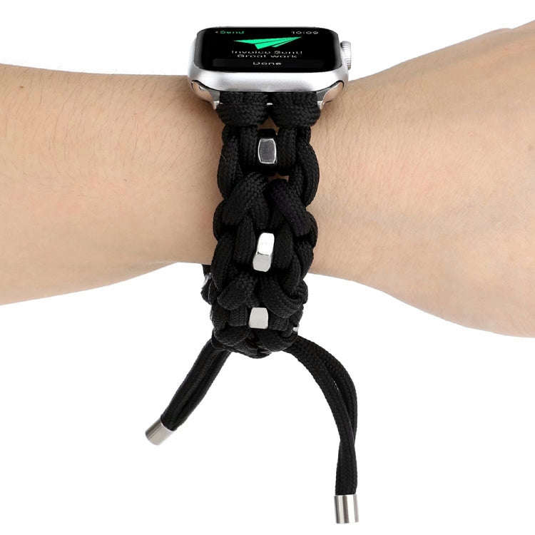 For Apple Watch Ultra 2 49mm Screw Nut Braided Paracord Watch Band(Black)