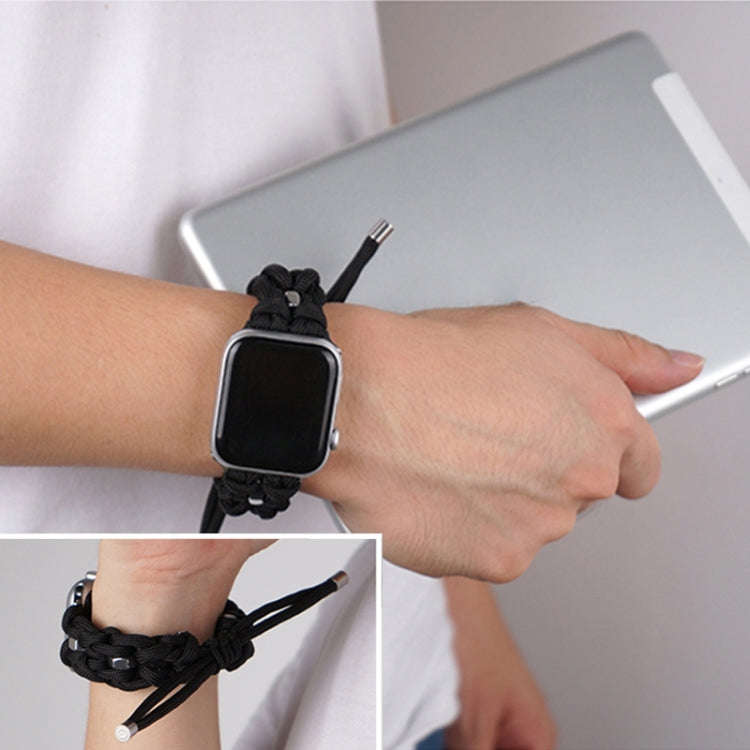 For Apple Watch Ultra 2 49mm Screw Nut Braided Paracord Watch Band(Black)