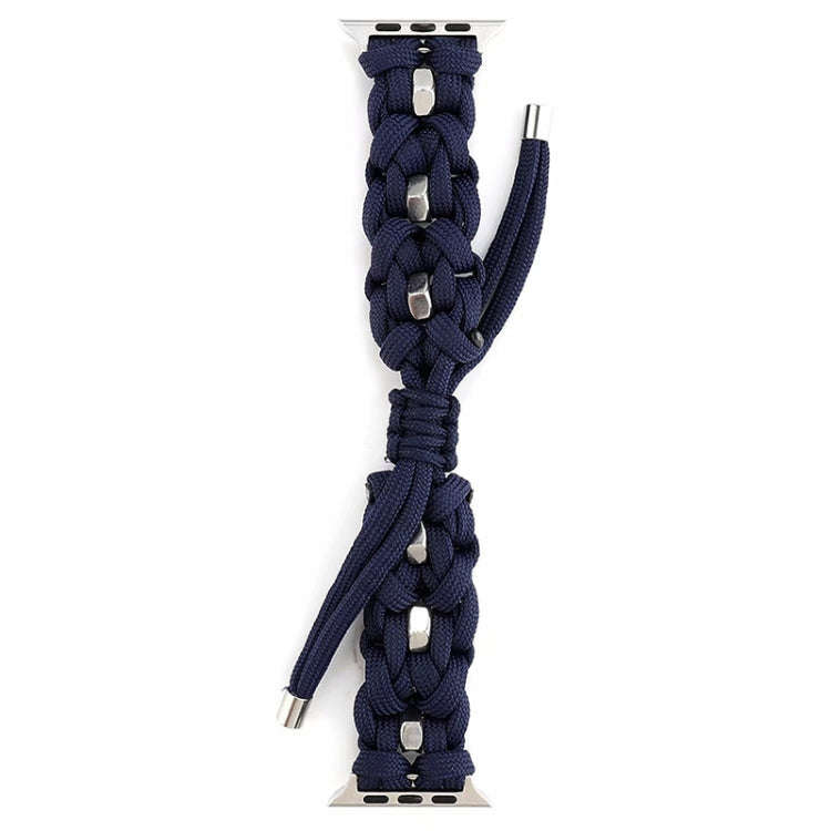 For Apple Watch Ultra 2 49mm Screw Nut Braided Paracord Watch Band(Blue)