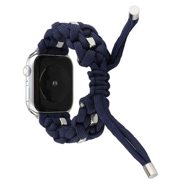 For Apple Watch Ultra 2 49mm Screw Nut Braided Paracord Watch Band(Blue)