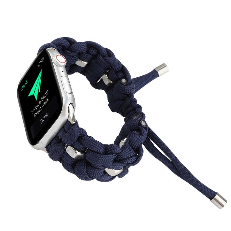 For Apple Watch Ultra 2 49mm Screw Nut Braided Paracord Watch Band(Blue)