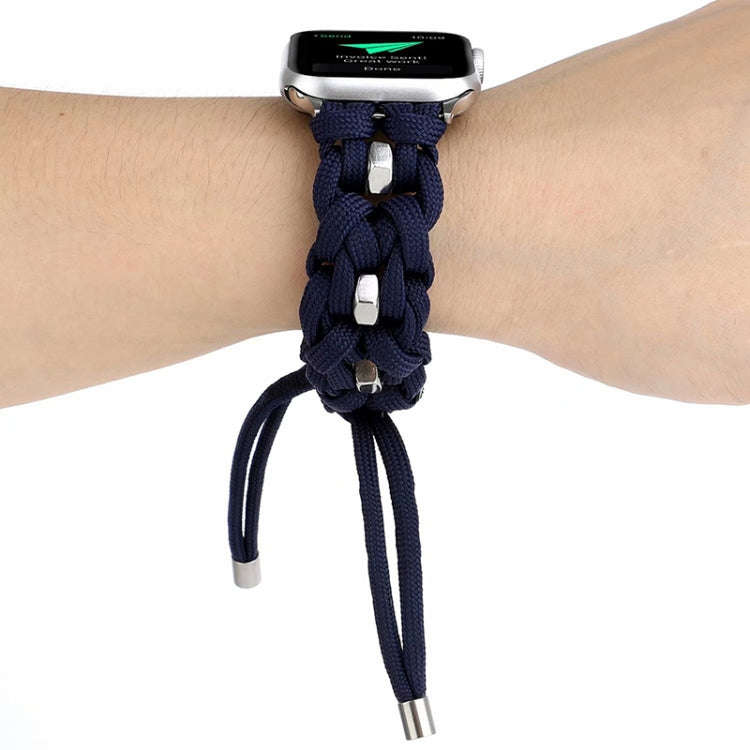 For Apple Watch Ultra 2 49mm Screw Nut Braided Paracord Watch Band(Blue)