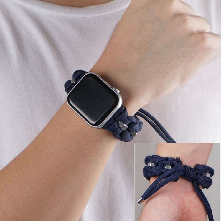 For Apple Watch Ultra 2 49mm Screw Nut Braided Paracord Watch Band(Blue)