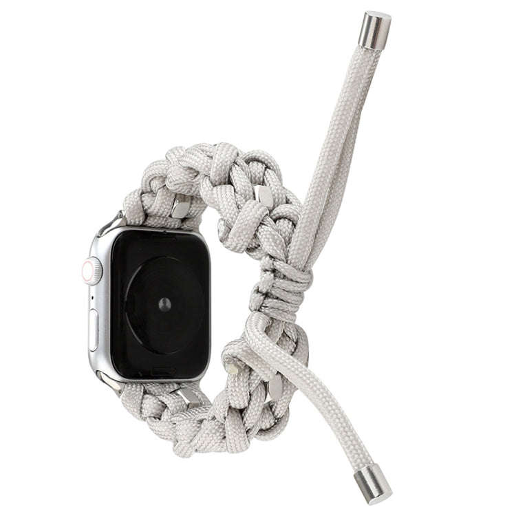 For Apple Watch Ultra 2 49mm Screw Nut Braided Paracord Watch Band(White)