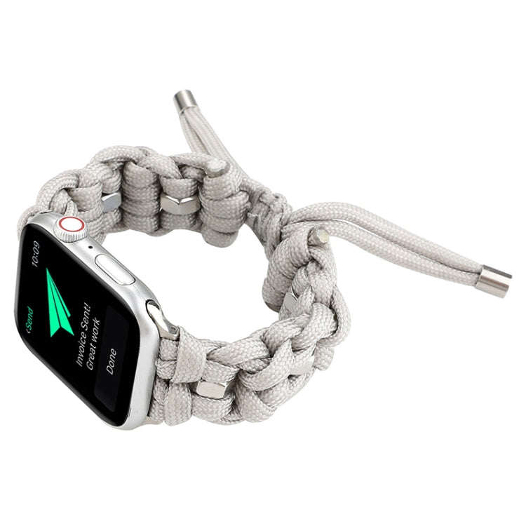 For Apple Watch Ultra 2 49mm Screw Nut Braided Paracord Watch Band(White)