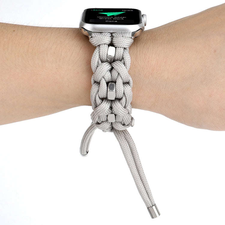 For Apple Watch Ultra 2 49mm Screw Nut Braided Paracord Watch Band(White)