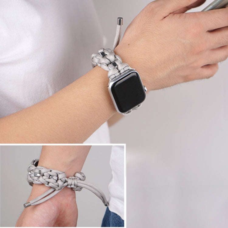 For Apple Watch Ultra 2 49mm Screw Nut Braided Paracord Watch Band(White)