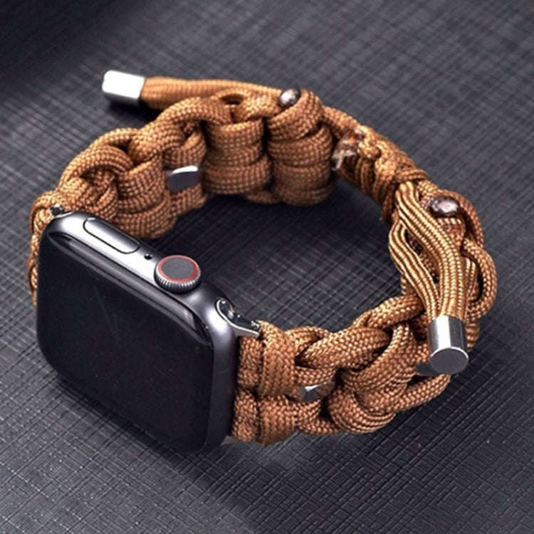 For Apple Watch Ultra 49mm Screw Nut Braided Paracord Watch Band(Coffee)