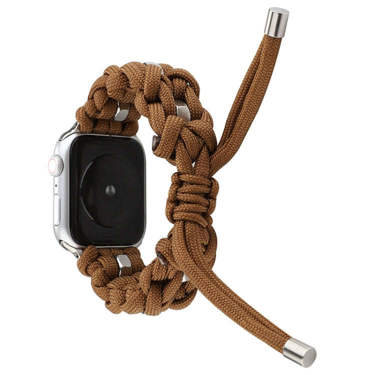 For Apple Watch Ultra 49mm Screw Nut Braided Paracord Watch Band(Coffee)