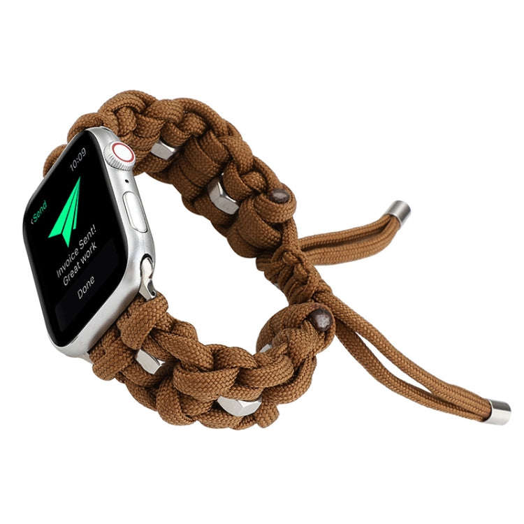 For Apple Watch Ultra 49mm Screw Nut Braided Paracord Watch Band(Coffee)