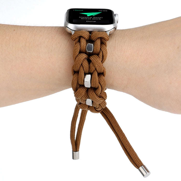 For Apple Watch Ultra 49mm Screw Nut Braided Paracord Watch Band(Coffee)