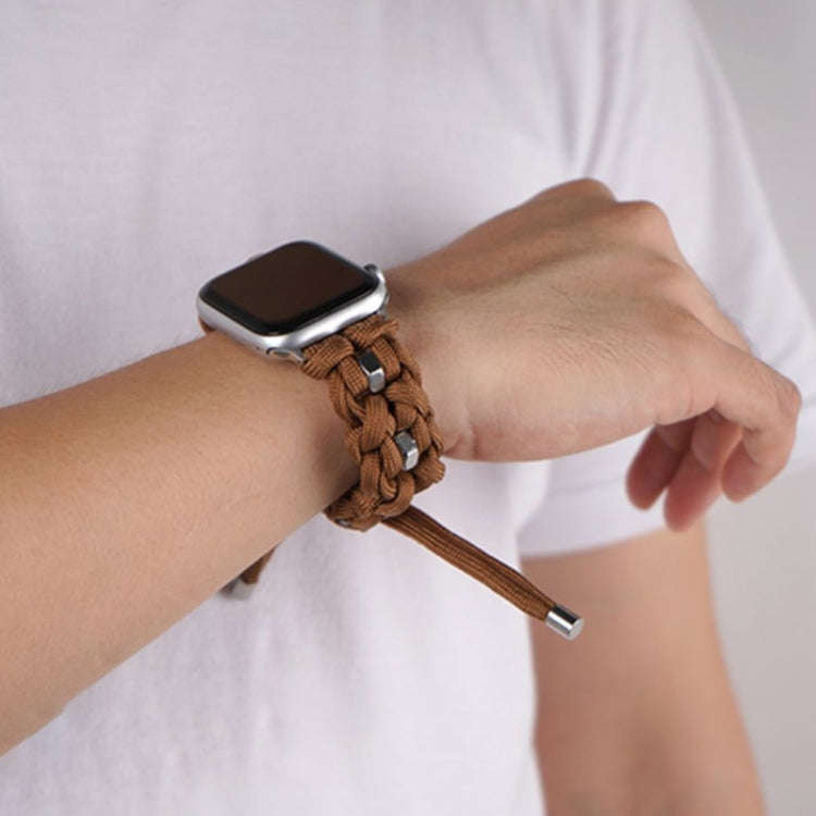 For Apple Watch Ultra 49mm Screw Nut Braided Paracord Watch Band(Coffee)