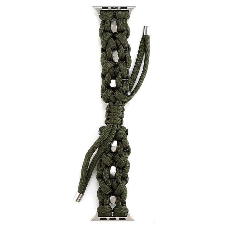 For Apple Watch Ultra 49mm Screw Nut Braided Paracord Watch Band(Green)