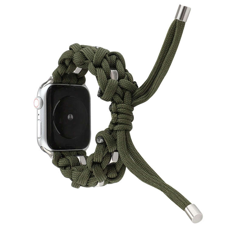 For Apple Watch Ultra 49mm Screw Nut Braided Paracord Watch Band(Green)