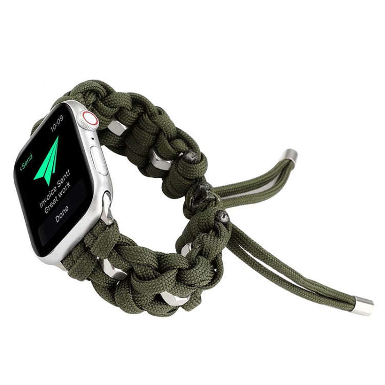 For Apple Watch Ultra 49mm Screw Nut Braided Paracord Watch Band(Green)